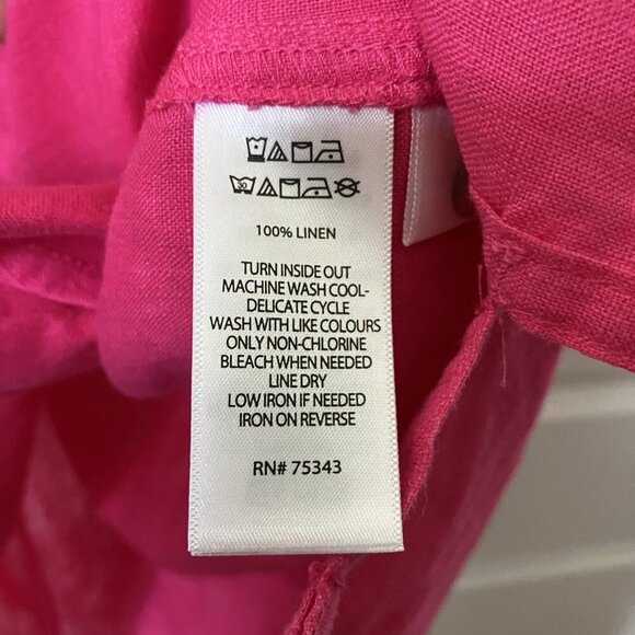 C&C California 100% Linen Shirt Dress Womens L Pink Coastal Preppy - Picture 7 of 8
